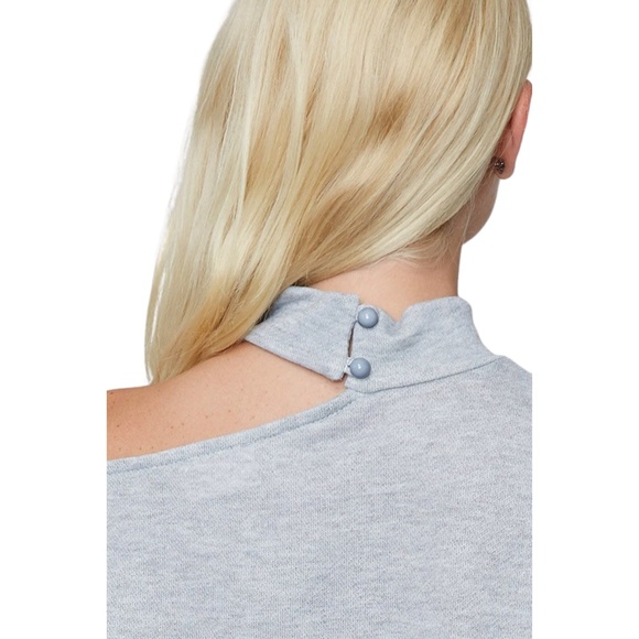 Asymmetrical Cutout Choker Sweatshirt – Heather Gray - Picture 4 of 6